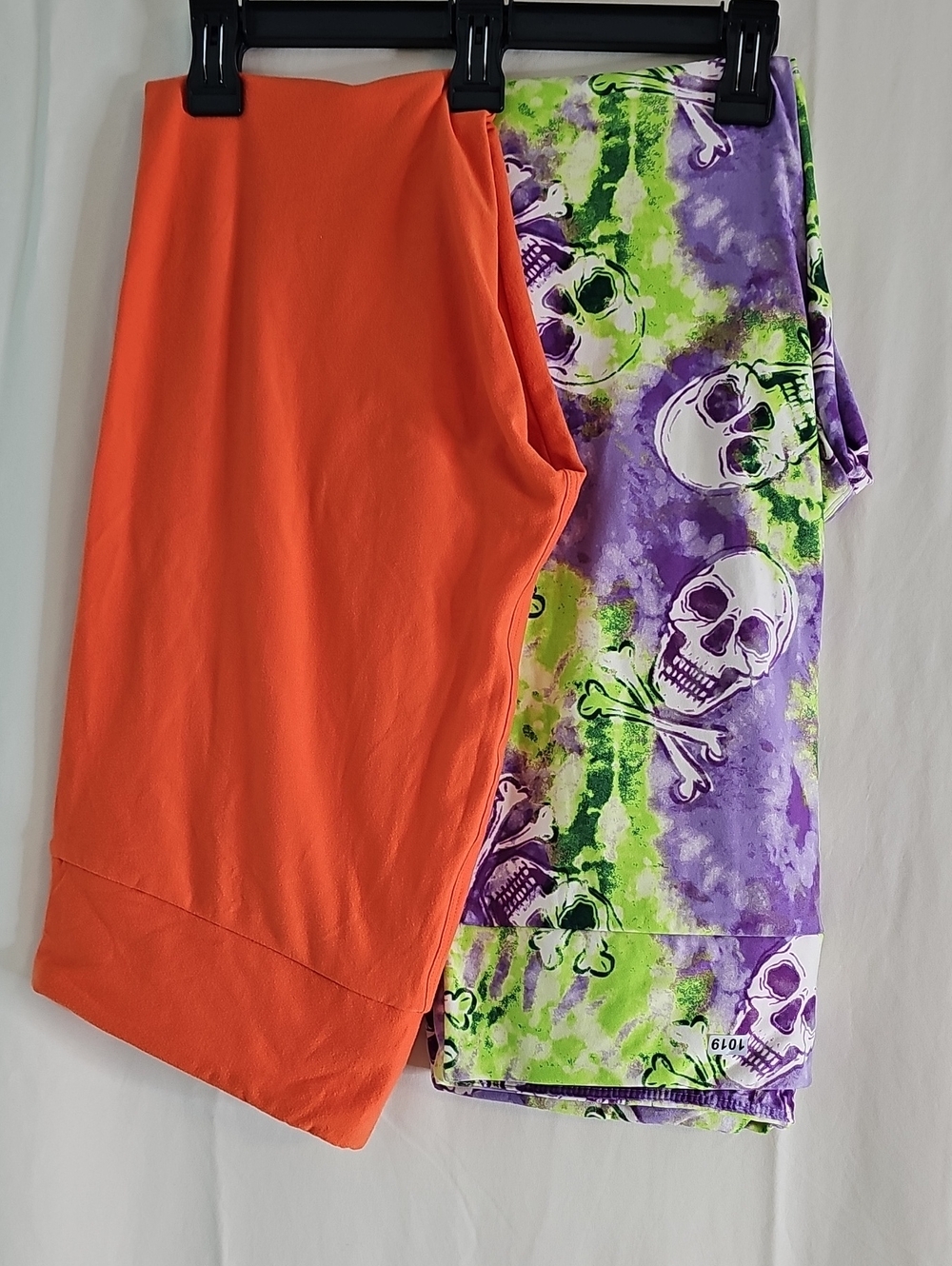 Lularor Purple & Lime Skull Tie-Dye /Solid Orange - Picture 4 of 6